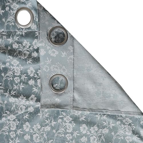 Image of STITCHNEST Floral Jacquard Door Curtain - Blue, 7 Feet, Grommet Top - Pack of 1 Elegant Curtain Panel for Living Room & Bedroom