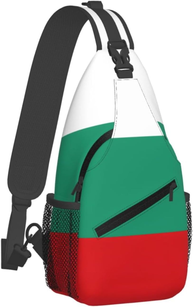 Durable Lightweight Bulgarian Flag Print Cross chest bag diagonally for Travel Commute Daily Use