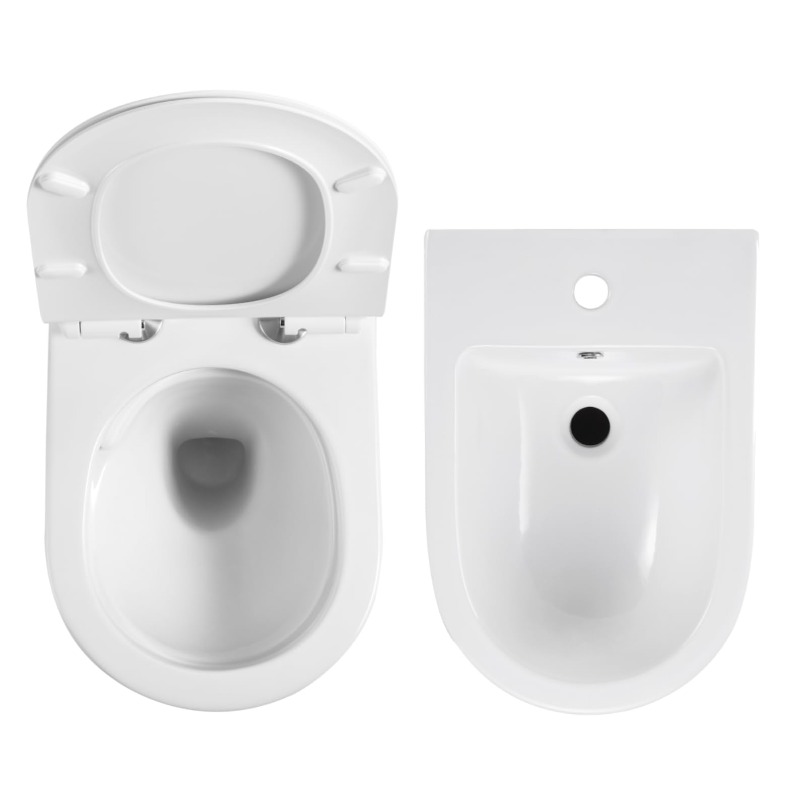 Set WC sospeso senza bordi per WC con sospensione bidet – WC da parete con rivestimento nano – WC con sedile WC con abbassamento automatico – bidet da parete per doccia intima – bidet doccia igienica