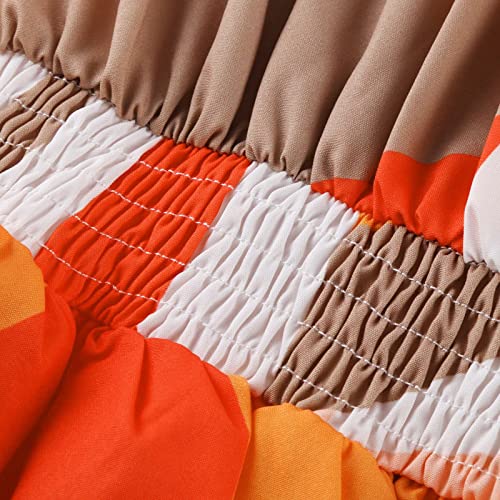 Baxlimek Beach Dresses For Women,2023 Summer Casual Loose Batwing Sleeve V Neck Elastic Waist Boho Dress,Flowy Irregular Ruffle Hem Hawaiian Dress,Trendy Graphic Mini Dress(D-Orange,M) #TOP4