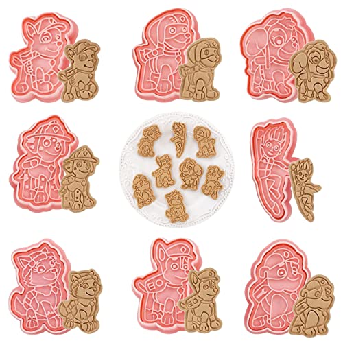 3D Molde Galletas 8 Piezas Cortadores de Galletas, Moldes Galletas Infantiles, Cartoon Cookie...