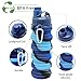 WATMHHJQ Silicone Collapsible Water Bottles, 16oz（500ml） Portable Foldable Expandable Water Bottle Sports Cups, Leak Proof Reusable BPA Free, for Outdoor Activities (Blue)