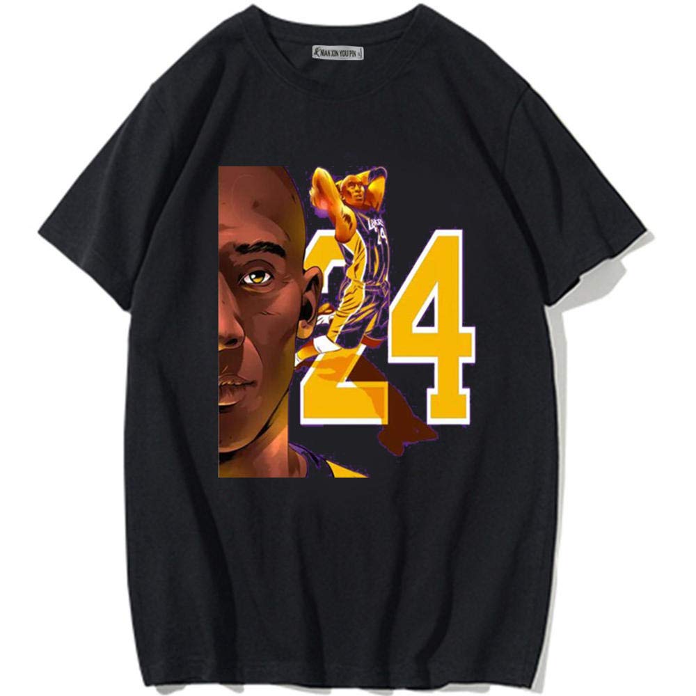 Men's T Shirt Illustration Black Mamba Lakers Kobe Memorial Short Sleeve T-Shirt Men's Sports Basketball Loose Large Size Kobe 24 Summer