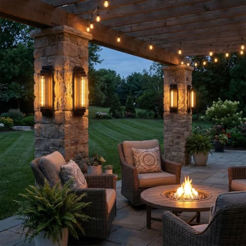 Image of mirrea 18-Inch Industrial Outdoor Wall Light Sconce, Matte Black, Set of 6