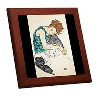 エゴン・シーレ、【緑の頭巾をかぶってうずくまる女】、希少な画集画 エゴン・シーレ、【緑の頭巾をかぶってうずくまる女】、希少な