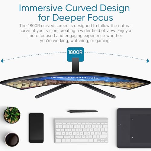 Image of Samsung S36GD 27 inch Curved Monitor - LCD FHD, 16:9, 1920x1080, HDMI, VGA, VESA, Eye Saver & Flicker-Free Tech - Boomph's Comprehensive Ultimate Performance Cloth Solution for Your Workspace