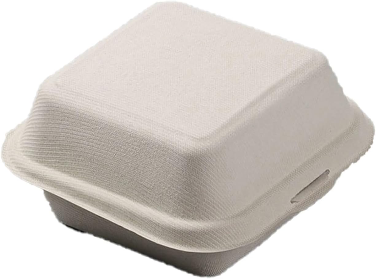 Sandwich Containers 50PCS Eco-Friendly Take Out Boxes - Biodegradable Lidded, Cake Burger Lunch(Silver)