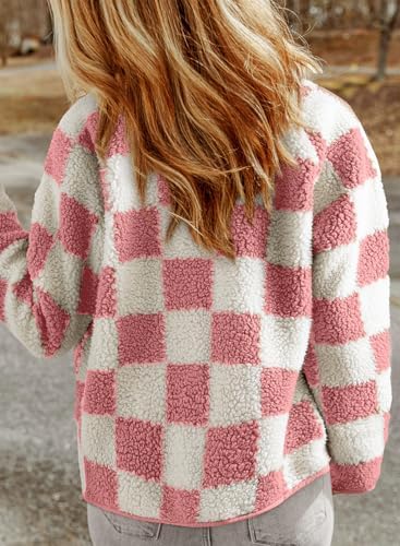 SHEWIN Jackets For Women Causal Sherpa Fall Jacket Loose Button Down Plaid Winter Coats - Image 3