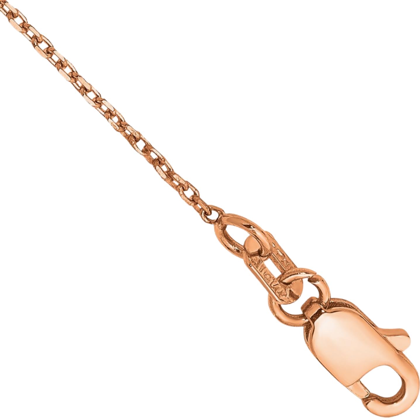 IceCarats 14K Solid Rose Gold Round 1mm Dainty Rolo Link Cable Chain Necklace Diamond Cut