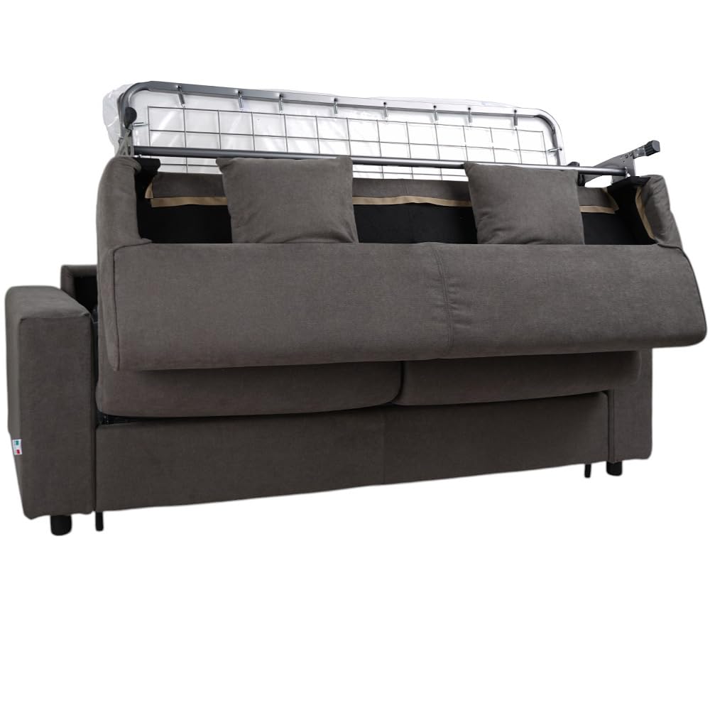 Liberoshopping Divano letto 3 posti sfoderabile in tessuto idrorepellente - apertura a ribalta con rete e materasso aloe – made in italy – modello ROLEN (Grigio)