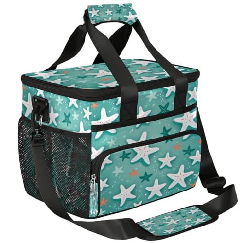 Cartoon Starfishes Insulated Picnic Backpack Lunch Box for Women Men Picnic Basket Tote Lunch Bag Picnic Bag Portable Lunch Bags for Picnic, Beach, Work, Trip,Office, Camp Starfish