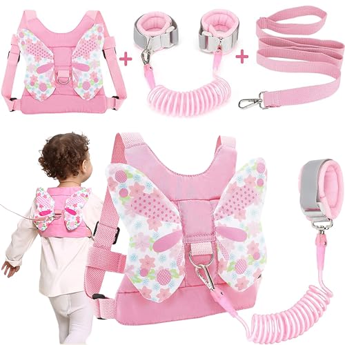 XFLYP Baby Reins, 3 in 1 Anti-Lost Toddler Reins with Lock and 1.5m Bungee Straps Link