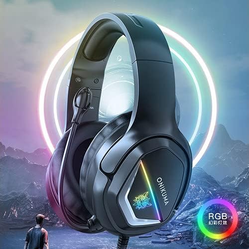 ONIKUMA X2 Gaming Headset with RGB LED lighting activated