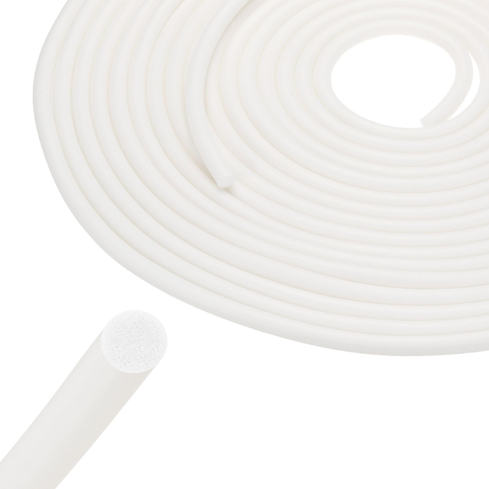 sourcing map Backer Rod 8mm x 12m Silicone Rubber Foam Caulk Saver, Weather Strip Seal for Sealing Concrete Gaps, Expansion Joints, Crack Filling, Doors, Windows, White