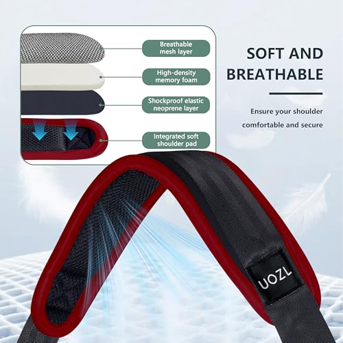 Image of 67 Inch Shoulder Straps, Soft with Ultra-Thick Fixed Shoulder Pad, Two Way Independently Adjustable Buckle Replacement Straps for Laptop Bag Messenger Bag Tool Bag Luggage,BlackRed