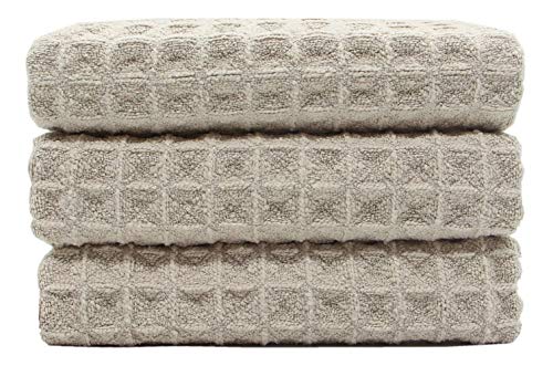 Waffle Weave Kitchen Towels Dish Towels, 3 Pack, 16x24 Inch, Khaki - Image 3