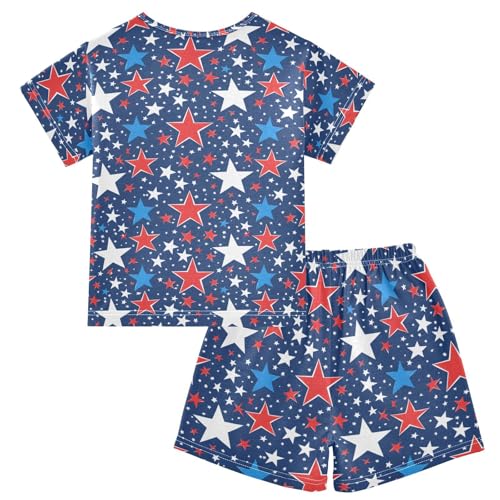 ALAZA Independence Day Star Pajamas Short Sleeve 2 Piece Sleepwear Top and Bottom Pajama Set Unisex2