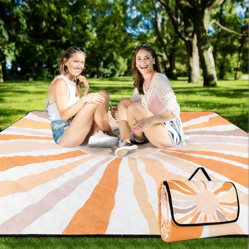 Picnic Blankets, Large Beach Blanket Waterproof Sandproof, Foldable & Portable