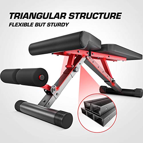 Pelpo Weight Bench for Full Body Workout, Strength Training Bench Press in Home Gym, Decline Incline Adjustable Utility Weight Bench with Fast Folding, Gray Frame