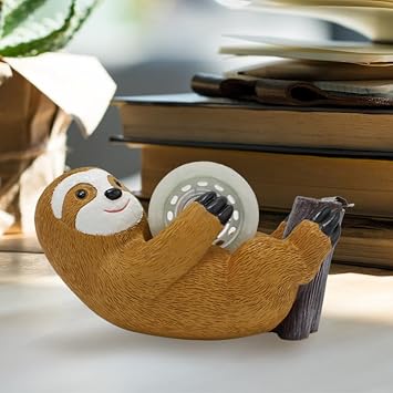 SlothTape Dispenser, Hibucuo Cute Animal Sloth Tape Dispenser, Fun Sloth Small Tape Dispenser,Resin Tape Cutting Tools,for Office Schools Home Kids Wrapping Gifts Novelty Clear Tape Dispenser