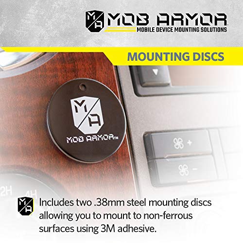 Mob Armor Mounting Discs - Compatible With Mobnetic Pro 90 & Mob ​Magnetic Phone Mount For Car - Adhesive Steel Discs For Magnetic Car Phone Mount Vehicle Accessory - (Black 2-Pack) #TOP2
