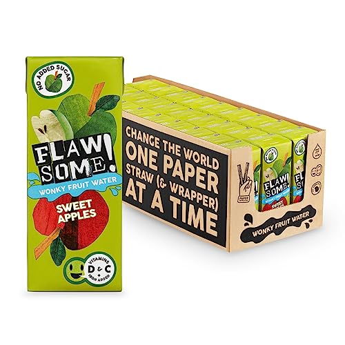 Flawsome! Sweet Apple Wonky Fruit Water | Pressed Apple Juice (75%), Still Water, Iron, Vitamins C and D | 200ml x 27 Pack Cartons | School Approved - No Added Sugar - Perfect for lunch boxes