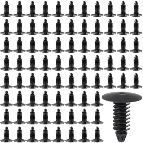 Taiyin 200 Pack 1" Vapor Barrier Christmas Tree Clips Plastic Bumper Clips Nylon Rivet Clip White Furniture Assembly Shelves Retainer for Crawlspace Barrier Poly Liners, Covers, Encapsulation (Bl...