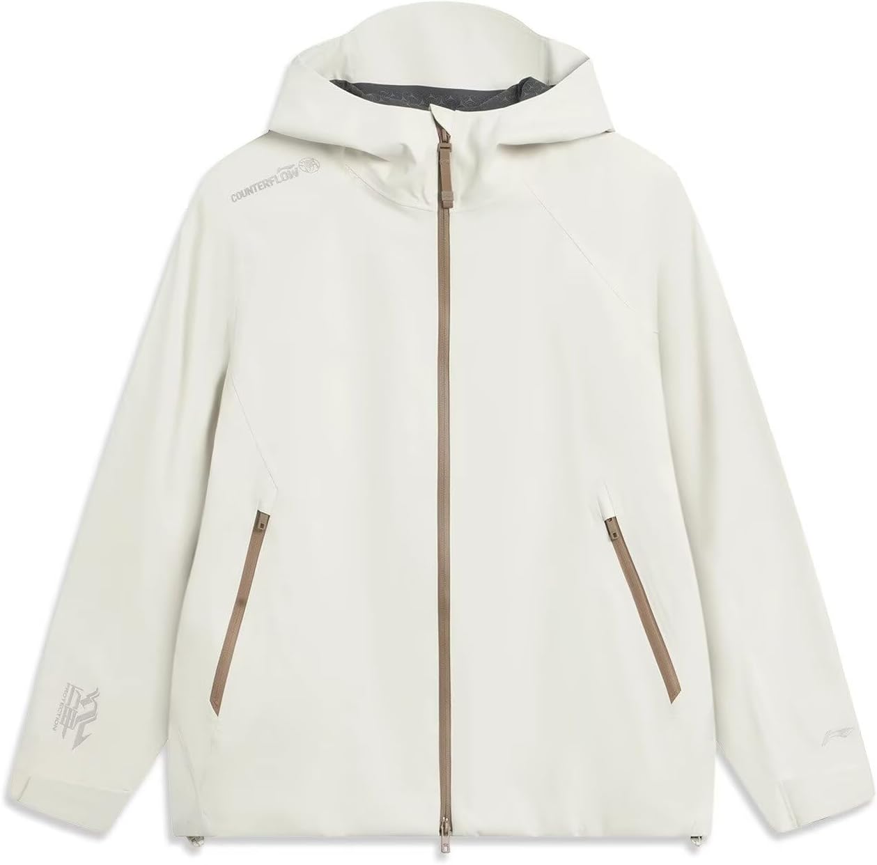 LI-NING OUTDOOR Series Women's SINGLE LAYER OUTDOOR JACKET Reflective Heavy Rain Protection Oversized Coat AEMV040