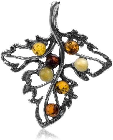 Ian and Valeri Co. Multicolor Amber Sterling Silver Leaf Pendant Chain 18 - Image 2
