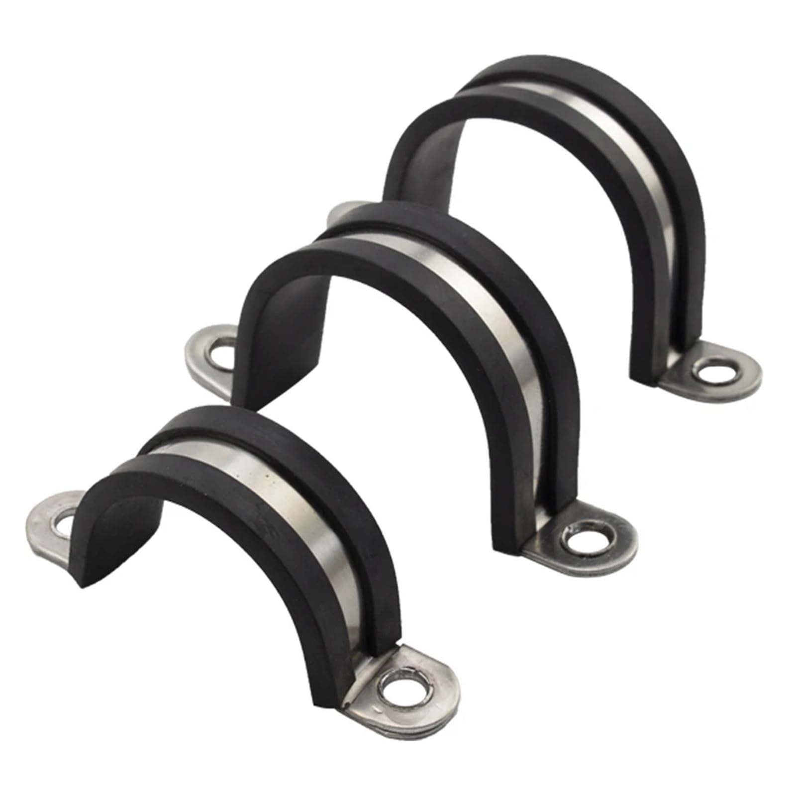 Knbhgujmd One Color P-Clips Metal Wire Cable Conduit Clamps, 304 Stainless Steel Rubber Lined U Clips P Cable Pipe Clamp, Multiple Sizes(Dia14(5Pcs))