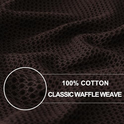 Image of Homaxy 100% Cotton Waffle Weave Kitchen Dish Towels, Ultra Soft Absorbent Quick Drying Cleaning Towel, 13 x 28 Inches, 18-Pack, Dark Brown