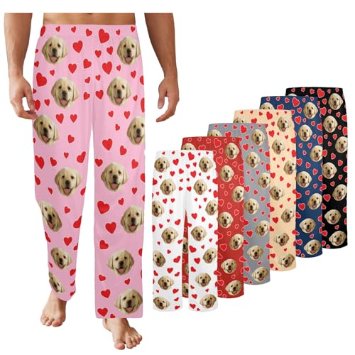 Custom Face Pajama Pants - Men & Women Personalized PJ Bottoms with Picture - Christmas Couple Lounge Pants
