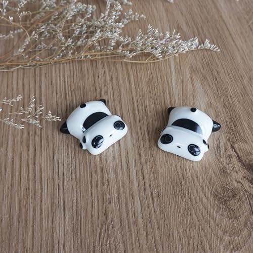 Miniatura 4 de Palillos Reutilizables De Fibra De Vidrio Con Soporte, Juego De Regalo Chino, Utensilios De Aleación Aptos Para Lavavajillas Soporte De Cerámica Para Panda 2 Pares
