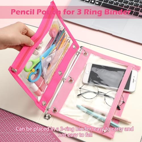 Image of Lincia 36 Pack Pencil Pouches for 3 Ring Binder with Zipper Bulk Binder Pencil Bags, 6 Colors, Binder Pencil Case with Double Sided Clear Window for College Office Supplies(Pink)