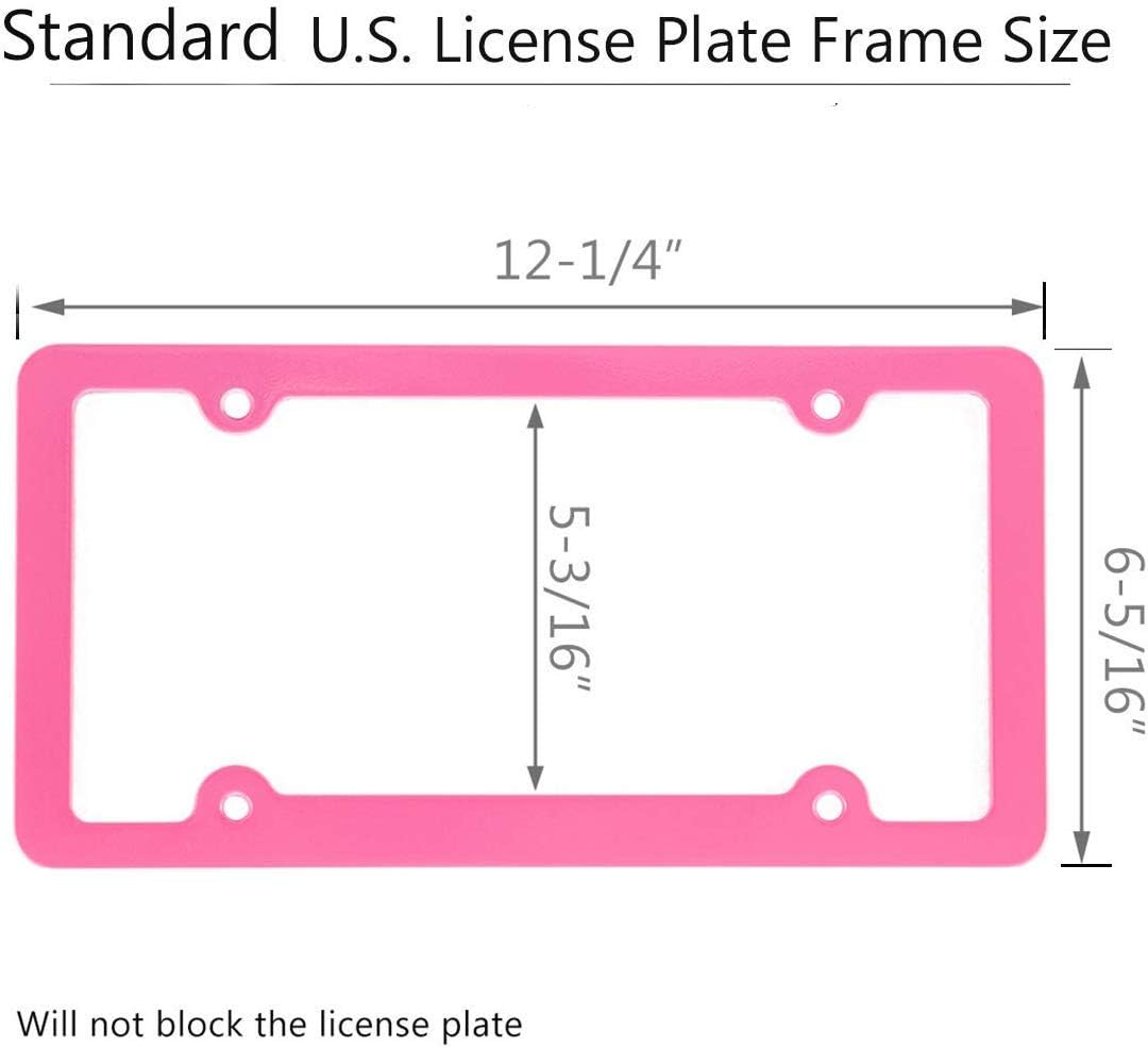 XLSFPY Pink License Plate Frame, 2 PCS License Plate Holder, Universal American Auto License Plate Frame Rust-Proof, Rattle-Proof, Weather-Proof