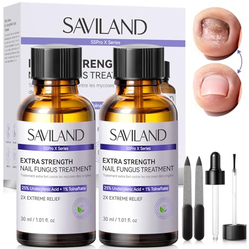 SAVILAND Toenail Fungus Treatment Extra Strength: FSA-HSA 2X Extreme Nail Repair for Discolored and Damaged Nails Toenail Softener Yellow Toenail Foot Toe Thick Nail Fungus Treatments Solution,2 fl oz