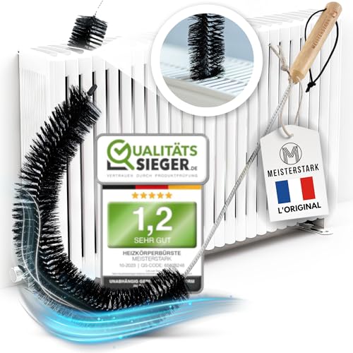 MEISTERSTARK Brosse Radiateur Longue 117cm I Brosse pour Radiateur sans Rayures I Plumeau Radiateur avec Poils en Nylon Flexible I Brosse de Nettoyage Radiateur pour Un Air Ambiant Agréable