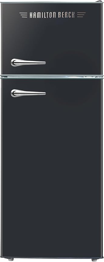 Hamilton Beach HBFR786BLACK6COM 2 Door Apartment Size Refrigerator with Freezer, 7.5 cu. ft, Retro Black