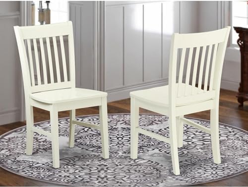 East West Furniture NFC-LWH-W Norfolk Dining Room Chairs - Slat Back Solid Wood Seat Chairs, Set Of 2 thumb #1
