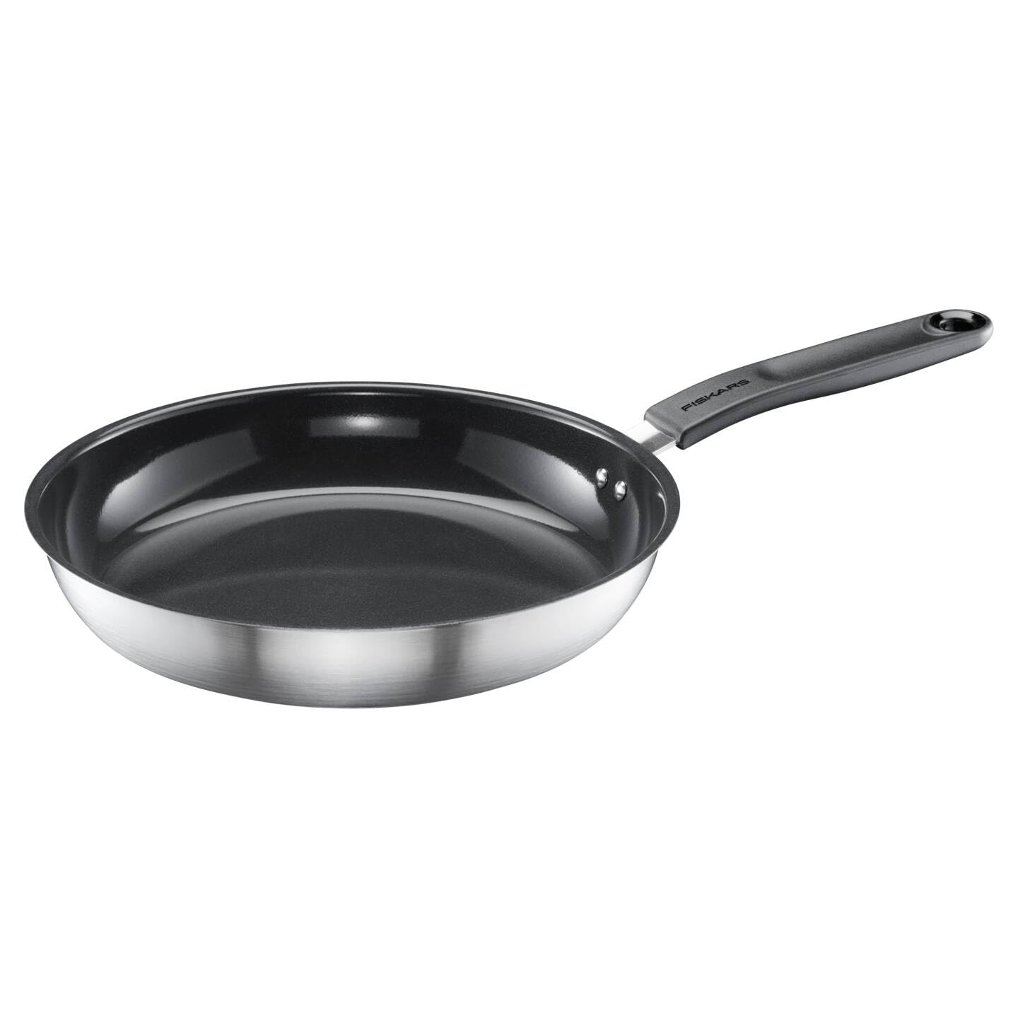 Fiskars frying pan, Ø 26 cm, Coated frying pan, Suitable for all hobs, Recycled stainless steel, Functional shape, Silver/black, 1072311