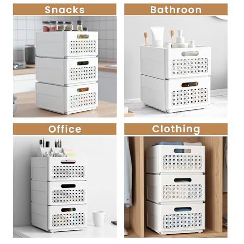 LUTITASD Closet Organizers and Storage, 2 Pack Stackable Storage Drawers, Plastic expandab - image 6