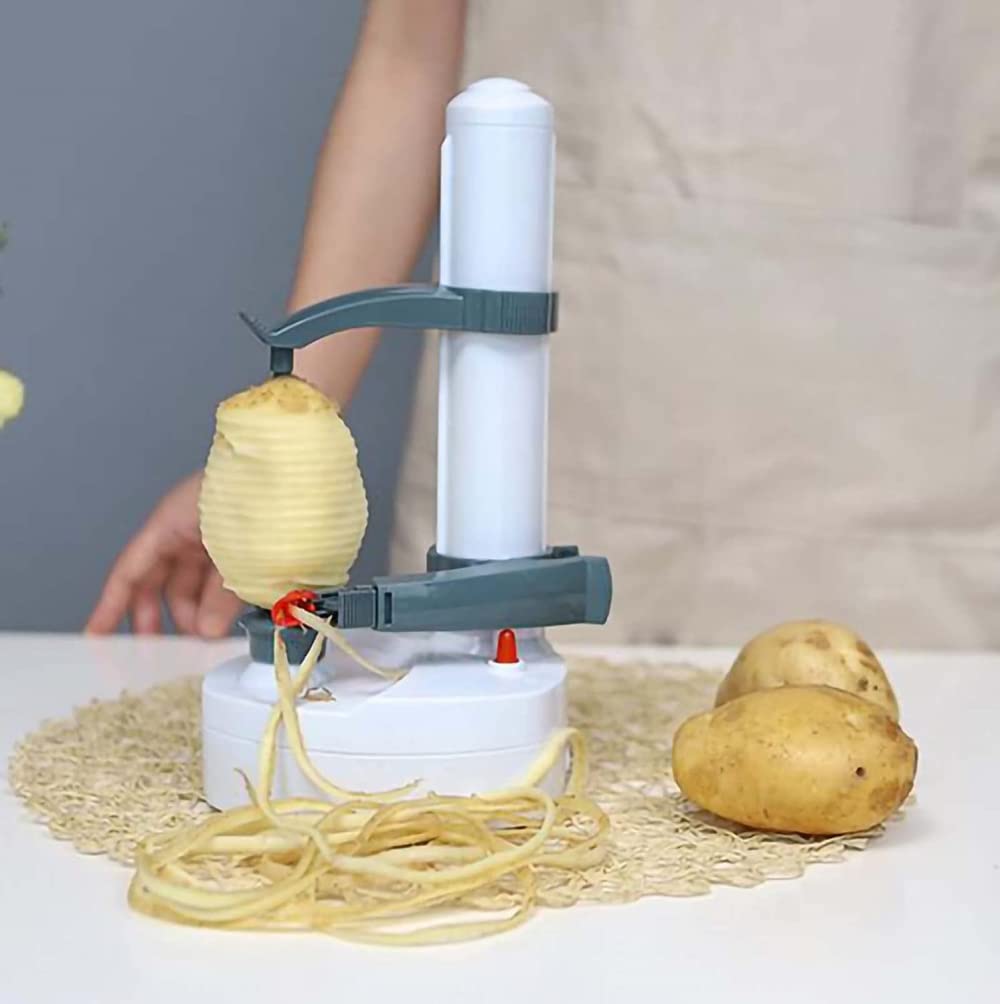JDF-Pelapatate Elettrico per Cucina Pelapatate per Zucchine Carota Automatico Pelapatate Elettrico Pelapatate Pelapatate per Mele Arancio Mango Limone Kiwi Ruota-white