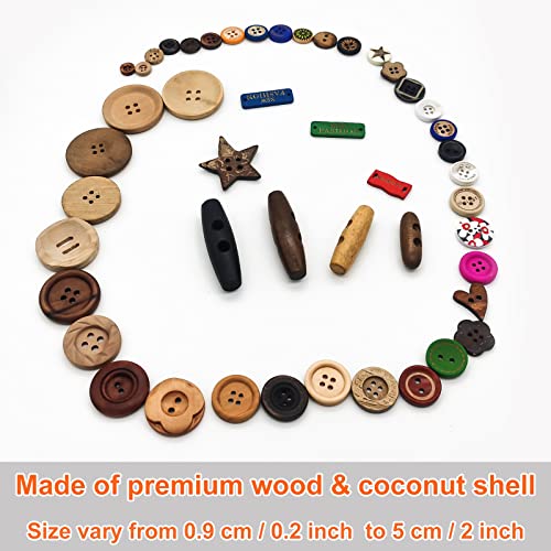 Bedeone 750-800 Pcs Wooden Buttons For Crafts, Vintage Buttons For Sewing, Craft Buttons For Decor, Mixed Sizes Assorted Buttons For Crafts& Sewing #TOP1