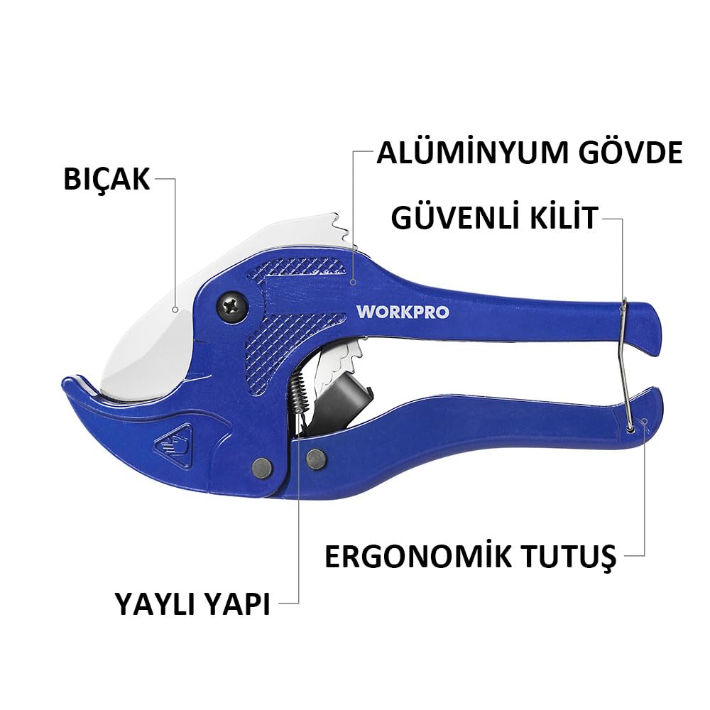 WorkPro WP301002 42 mm PPRC Plastik Boru Kesme Makası