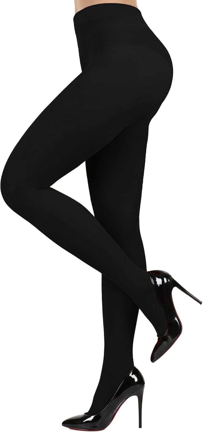 Buauty 80D Tights for Women Velvet Opaque Black High Waist Pantyhose, Control Top Stockings Soft Darable Pantyhose