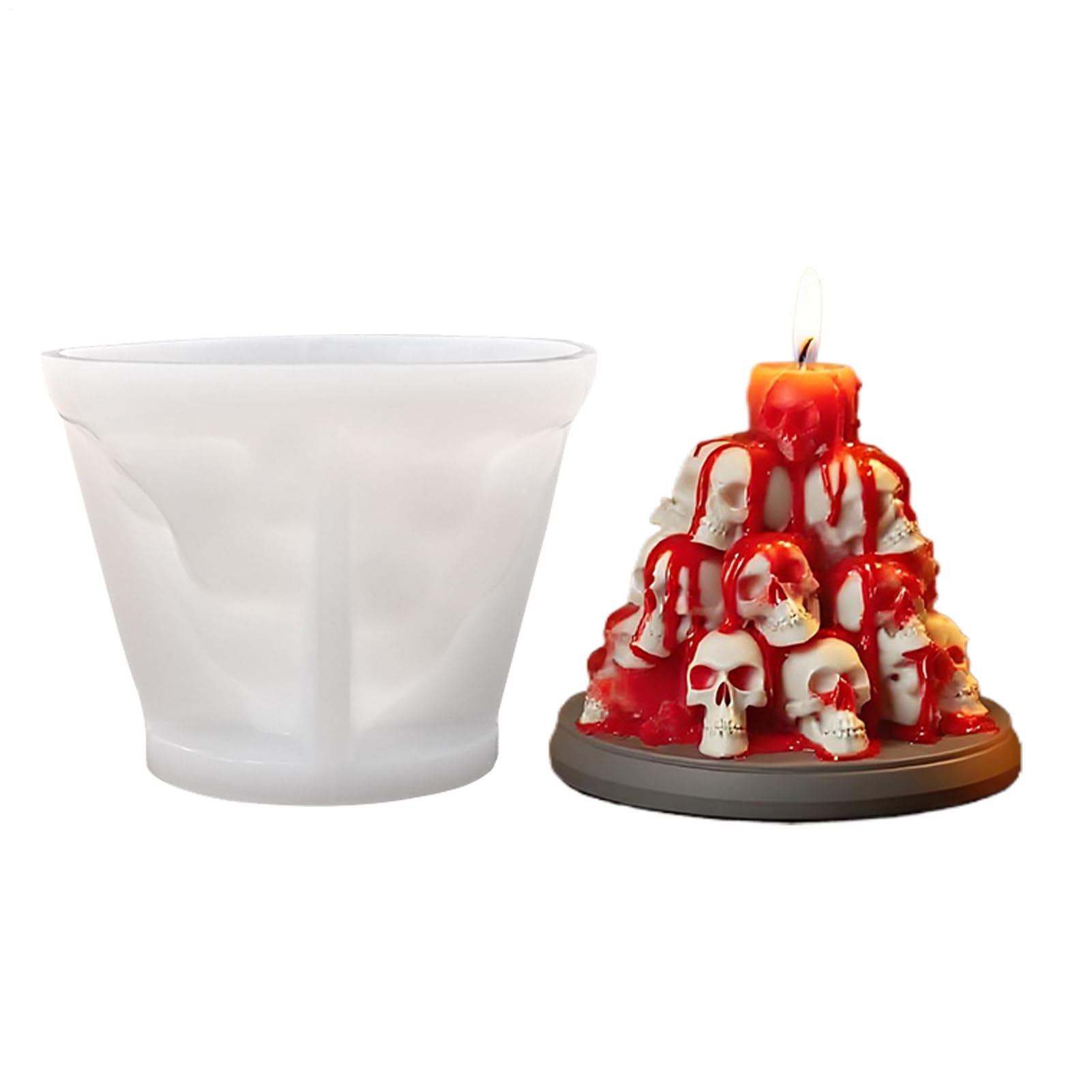 Moule bougie tête de mort silicone démoulage facile Halloween centre table