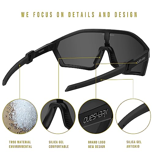 Queshark Sports Polarized Cycling Glasses for Men and Women - Lightweight MTB Sunglasses for Cycling Hiking, Running, and Baseball - Image 3