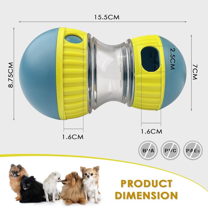 MeoZynxadril Interaktives Hundespielzeug - Intelligenz Puzzle Futterspender, Rollender Leckerli Spender zur Futterausgabe für Mittelgroße und Kleine Hunde