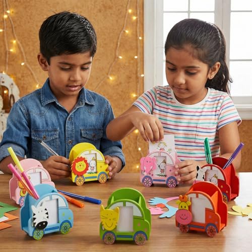 Image of Party Propz Return Gifts for Birthday - 6 Pcs, Return Gift for Kids Age 6-10, Birthday Return Gift for Kids 6-12 | Cute Animal Theme |Photo Frame Pen Holder | Party Favours