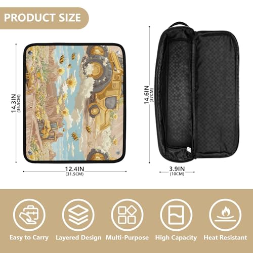 Bolsa de viaje para herramientas de cabello con tapete resistente al calor y organizador impermeable para planchas y rizadores, diseño de camión de construcción Bulldozer Desert miniatura 4
